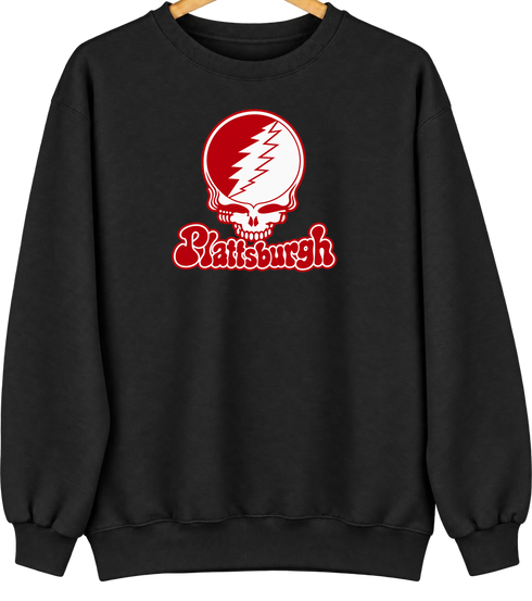 Plattsburgh Stealie Premium Unisex Crewneck — Design: SUNY Plattsburgh — Black
