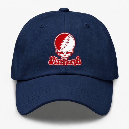 Plattsburgh Stealie Premium Unisex Dad Hat — Design: SUNY Plattsburgh — Navy