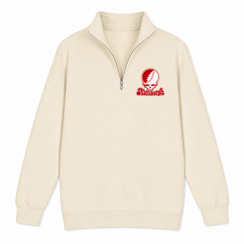 Plattsburgh Stealie Premium Unisex Quarter-Zip — Design: SUNY Plattsburgh — Sand