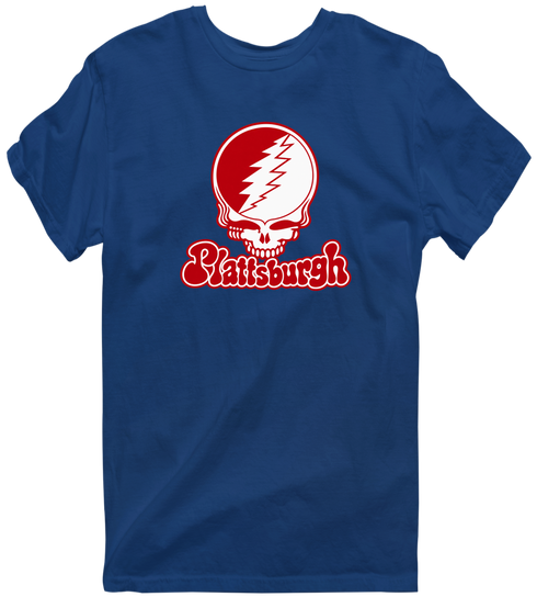 Plattsburgh Stealie Premium Unisex T-Shirt — Design: SUNY Plattsburgh — Navy