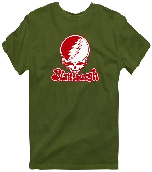 Plattsburgh Stealie Premium Unisex T-Shirt — Design: SUNY Plattsburgh — Military Green