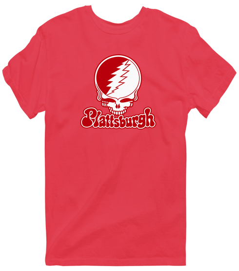 Plattsburgh Stealie Premium Unisex T-Shirt — Design: SUNY Plattsburgh — Heather Red