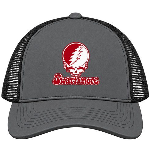 Swarthmore Stealie Premium Unisex Trucker Cap — Design: Swarthmore College — Charcoal/Black