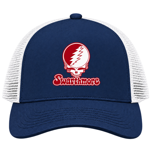 Swarthmore Stealie Premium Unisex Trucker Cap — Design: Swarthmore College — Navy/White