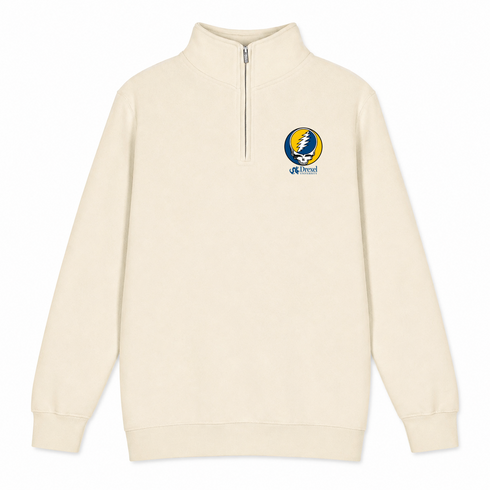 Drexel University - Premium Grateful Dead Quarter-Zip Pullover - Sand - 1