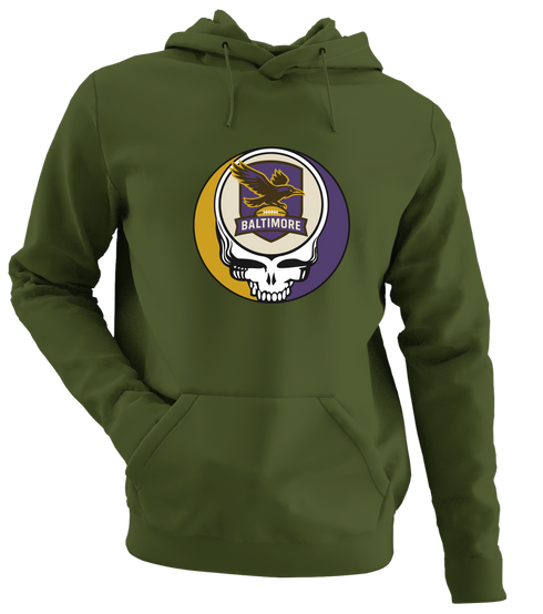 Baltimore Football - Premium Grateful Dead Hoodie - Military Green - 7
