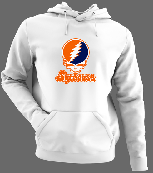 Syracuse Stealie Premium Unisex Hoodie — Design: Syracuse University — White/Grey