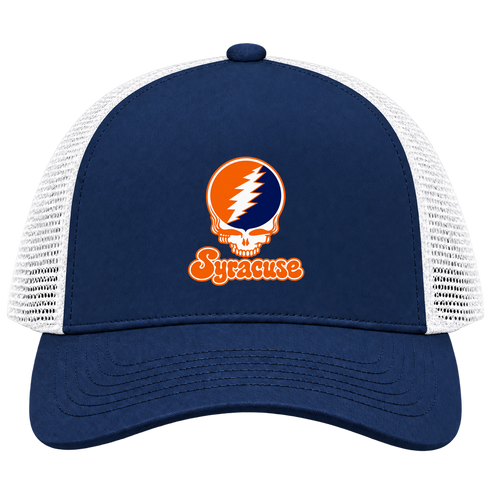 Syracuse Stealie Premium Unisex Trucker Cap — Design: Syracuse University — Navy/White
