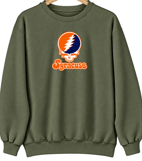 Syracuse Stealie Premium Unisex Crewneck — Design: Syracuse University — Military Green