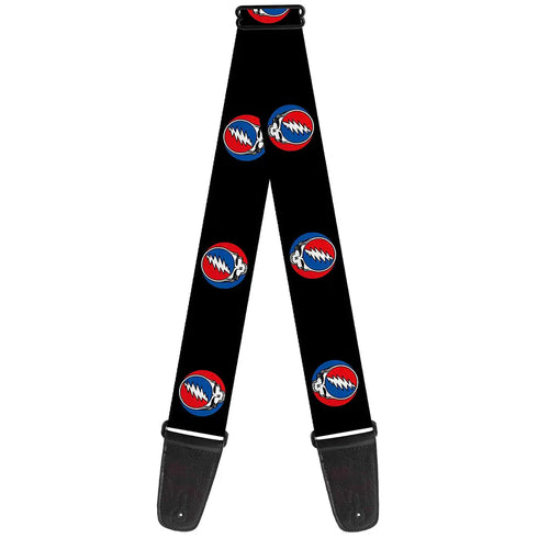 Grateful Dead - Guitar Strap - Steal Your Face Repeat Black Color - StealieShop
