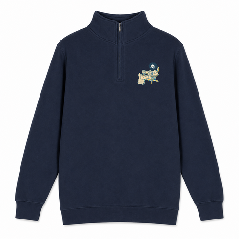 Chillin' Jerry Life is dead. - Premium Grateful Dead Quarter-Zip Pullover - Navy - 3