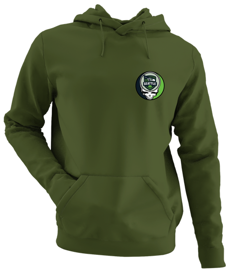 Seattle Football - Premium Grateful Dead Left Chest Hoodie - Military Green - 7