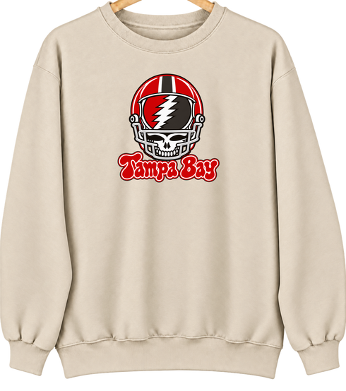 Tampa Bay Helmet Stealie Premium Unisex Crewneck — Tampa Bay Buccaneers — Sand