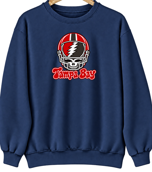 Tampa Bay Helmet Stealie Premium Unisex Crewneck — Tampa Bay Buccaneers — Navy