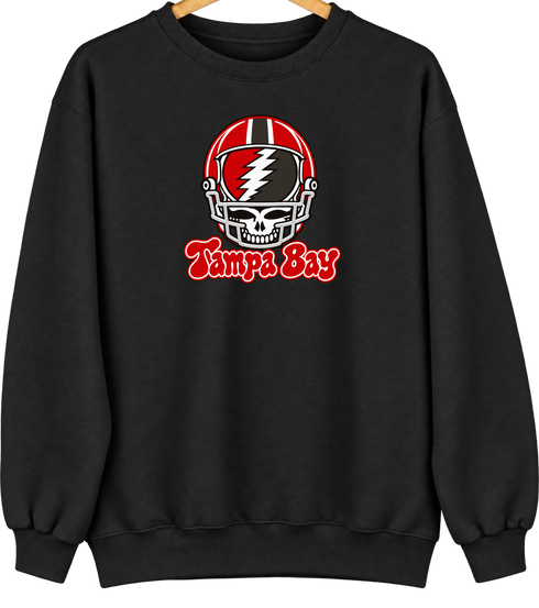 Tampa Bay Helmet Stealie Premium Unisex Crewneck — Tampa Bay Buccaneers — Black