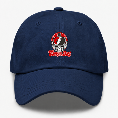 Tampa Bay Helmet Stealie Premium Unisex Dad Hat — Tampa Bay Buccaneers — Navy