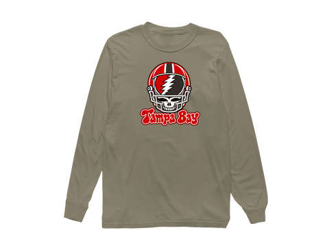 Tampa Bay Helmet Stealie Premium Unisex Long-Sleeve — Tampa Bay Buccaneers — Sandstone