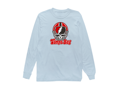 Tampa Bay Helmet Stealie Premium Unisex Long-Sleeve — Tampa Bay Buccaneers — Chambray