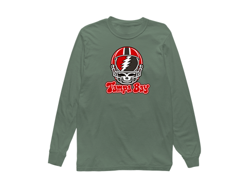 Tampa Bay Helmet Stealie Premium Unisex Long-Sleeve — Tampa Bay Buccaneers — Light Green