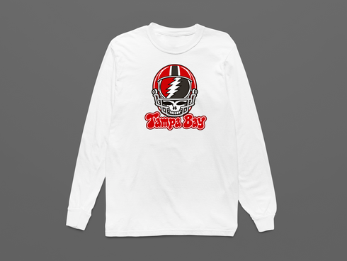Tampa Bay Helmet Stealie Premium Unisex Long-Sleeve — Tampa Bay Buccaneers — White