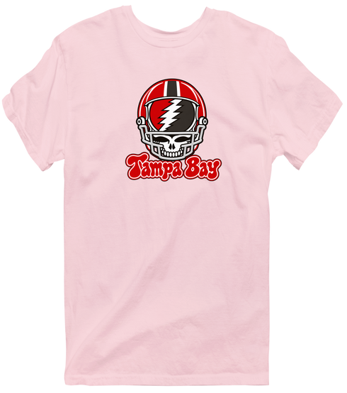 Tampa Bay Helmet Stealie Premium Unisex T-Shirt — Tampa Bay Buccaneers — Light Pink