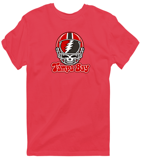 Tampa Bay Helmet Stealie Premium Unisex T-Shirt — Tampa Bay Buccaneers — Heather Red
