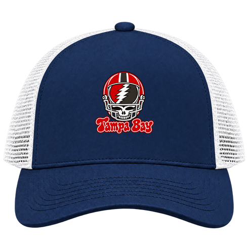 Tampa Bay Helmet Stealie Premium Unisex Trucker Cap — Tampa Bay Buccaneers — Navy/White