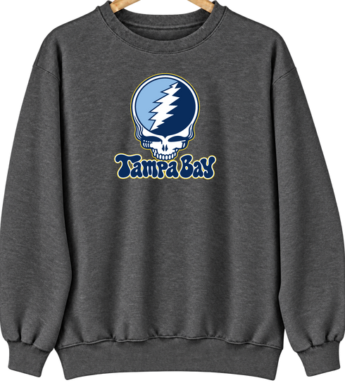 Tampa Bay Baseball Stealie Grateful Dead Crewneck — Tampa Bay Rays — Dark Heather