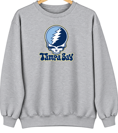 Tampa Bay Baseball Stealie Grateful Dead Crewneck — Tampa Bay Rays — Sport Grey