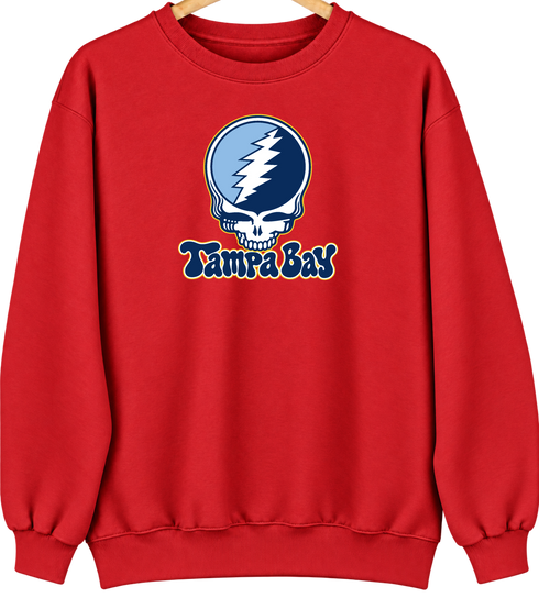 Tampa Bay Baseball Stealie Grateful Dead Crewneck — Tampa Bay Rays — Red