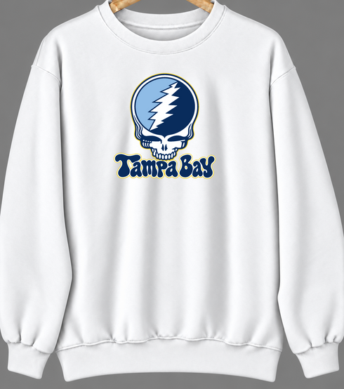 Tampa Bay Baseball Stealie Grateful Dead Crewneck — Tampa Bay Rays — White