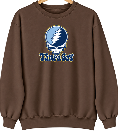 Tampa Bay Baseball Stealie Grateful Dead Crewneck — Tampa Bay Rays — Brown