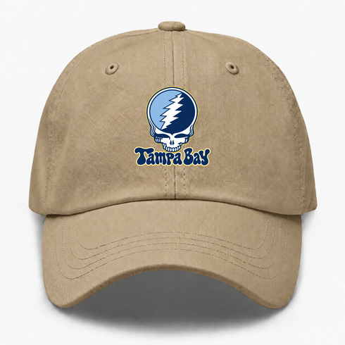 Tampa Bay Baseball Stealie Grateful Dead Dad Hat — Tampa Bay Rays — Khaki