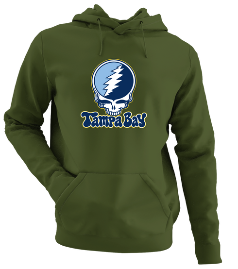 Tampa Bay Baseball Stealie Grateful Dead Hoodie — Tampa Bay Rays — Military Green