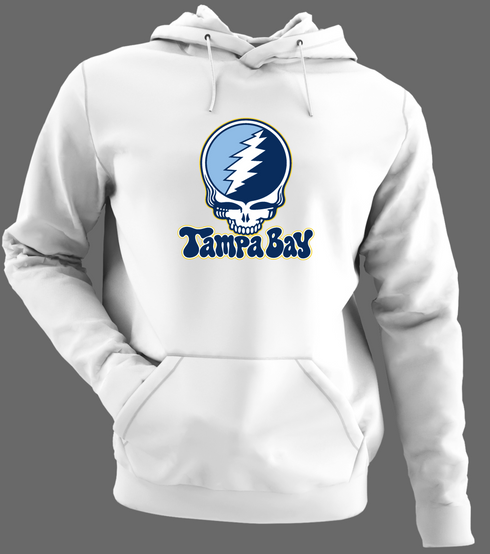 Tampa Bay Baseball Stealie Grateful Dead Hoodie — Tampa Bay Rays — White/Grey