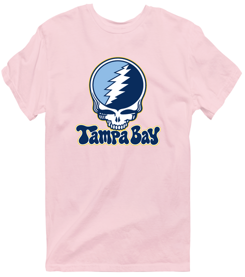 Tampa Bay Baseball Stealie Grateful Dead T-Shirt — Tampa Bay Rays — Light Pink