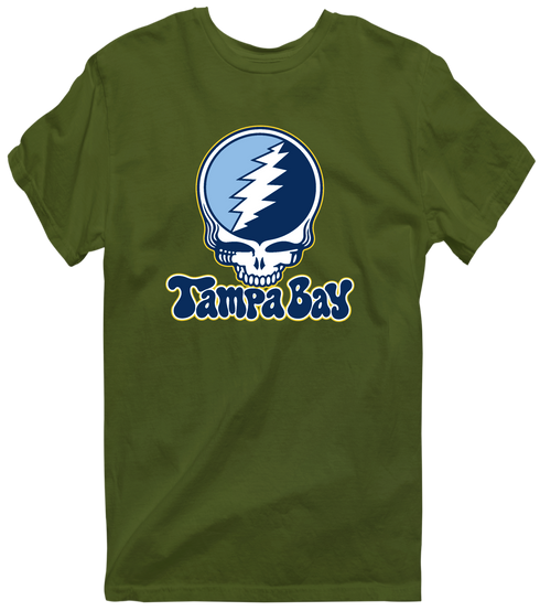 Tampa Bay Baseball Stealie Grateful Dead T-Shirt — Tampa Bay Rays — Military Green