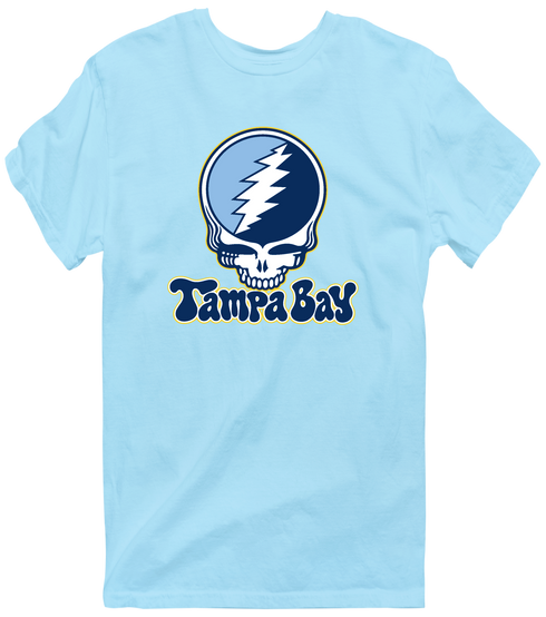 Tampa Bay Baseball Stealie Grateful Dead T-Shirt — Tampa Bay Rays — Light Blue