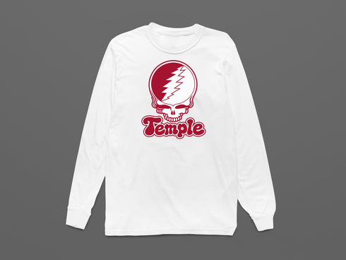 Temple Stealie Premium Unisex Long-Sleeve — Design: Temple University — White