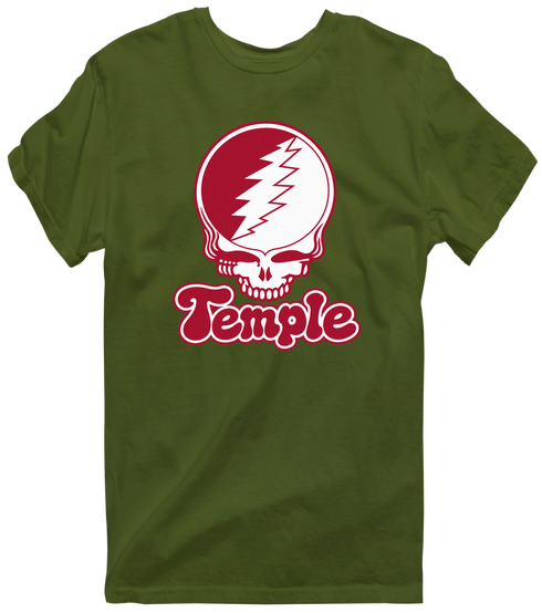 Temple Stealie Premium Unisex T-Shirt — Design: Temple University — Military Green