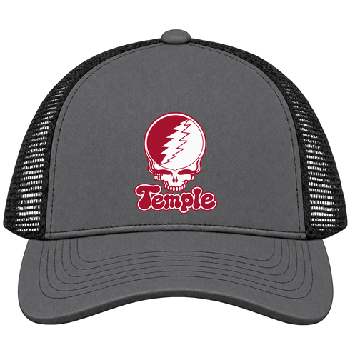 Temple Stealie Premium Unisex Trucker Cap — Design: Temple University — Charcoal/Black