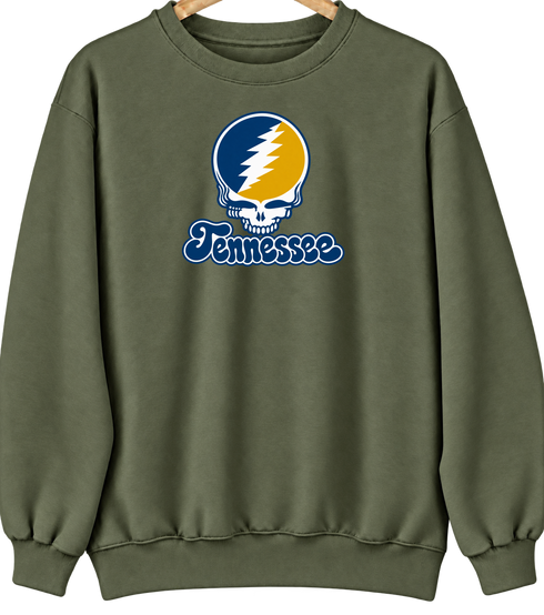 Chatanooga Stealie Premium Unisex Crewneck — Design: Tennesee Chatanooga — Military Green