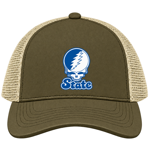 Tennessee Stealie Premium Unisex Trucker Cap — Design: Tennessee State University — Moss/Khaki