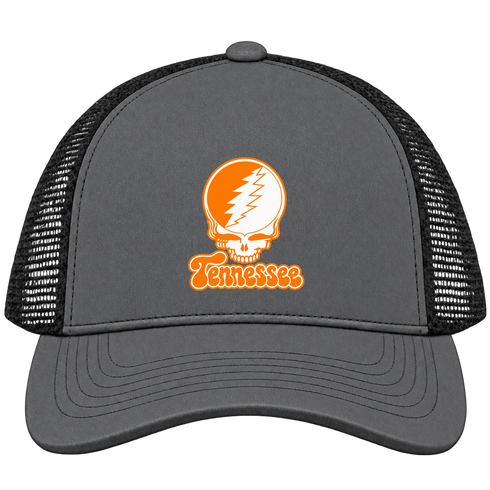 Tennessee Stealie Premium Unisex Trucker Cap — Design: University of Knoxville — Charcoal/Black