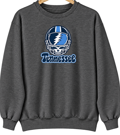Tennessee Helmet Stealie Premium Unisex Crewneck — Tennessee Titans — Dark Heather