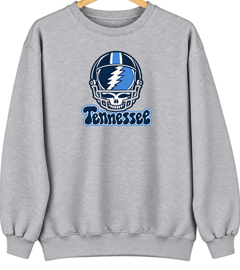 Tennessee Helmet Stealie Premium Unisex Crewneck — Tennessee Titans — Sport Grey