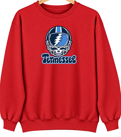 Tennessee Helmet Stealie Premium Unisex Crewneck — Tennessee Titans — Red