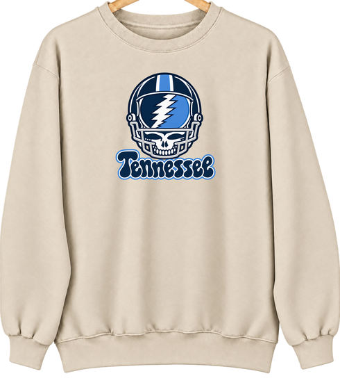 Tennessee Helmet Stealie Premium Unisex Crewneck — Tennessee Titans — Sand