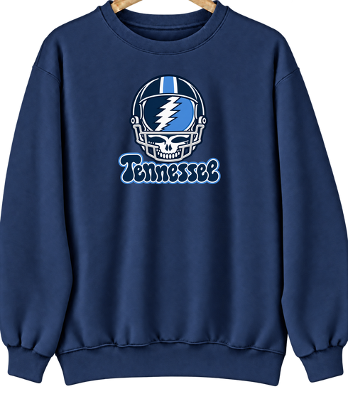 Tennessee Helmet Stealie Premium Unisex Crewneck — Tennessee Titans — Navy