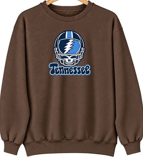 Tennessee Helmet Stealie Premium Unisex Crewneck — Tennessee Titans — Brown